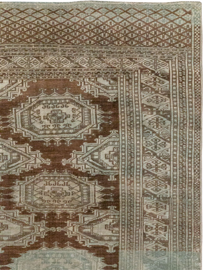 Vintage Central Asia Turkoman Accent Rug, No.33314 - Staging