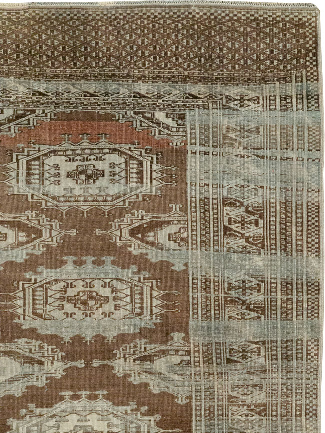 Vintage Central Asia Turkoman Accent Rug, No.33314 - Staging