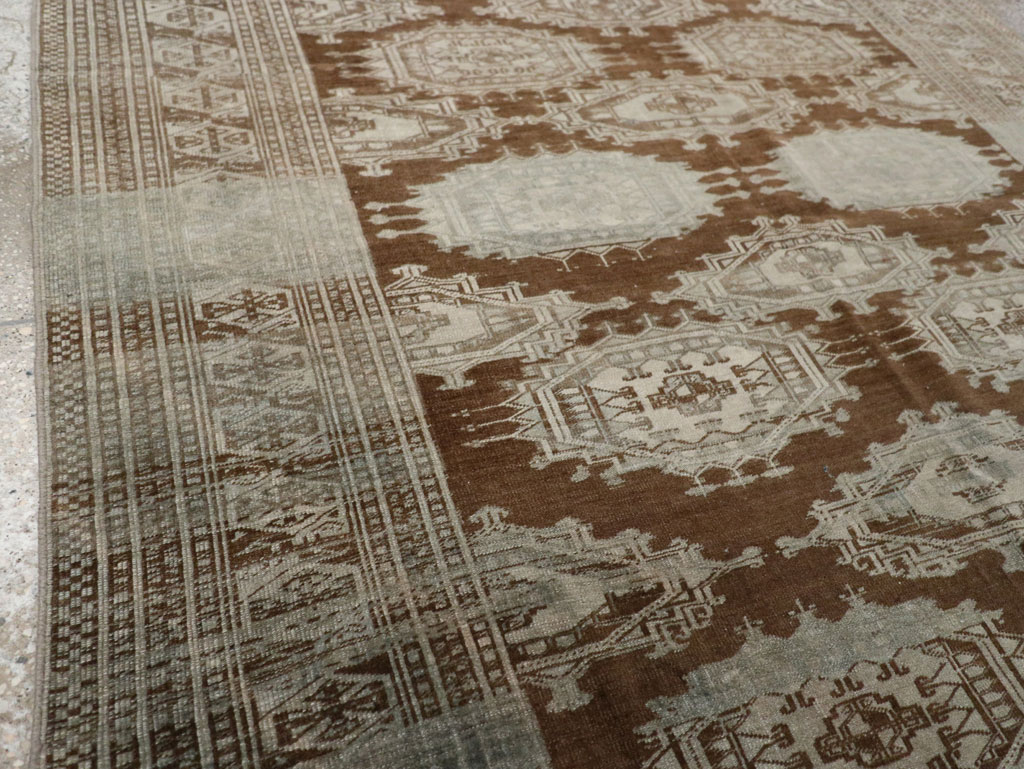 Vintage Central Asia Turkoman Accent Rug, No.33314 - Staging