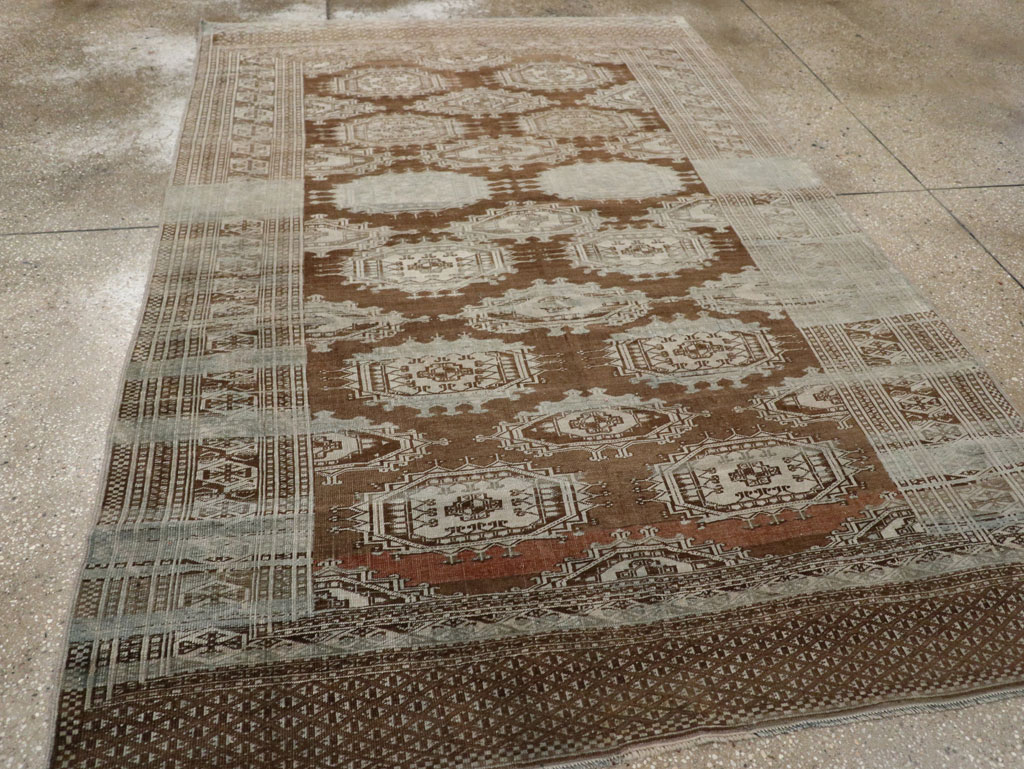Vintage Central Asia Turkoman Accent Rug, No.33314 - Staging