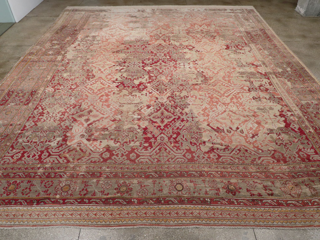 Antique Turkish Oushak Oversize Carpet, No.33315 - Staging