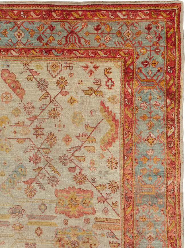 Antique Turkish Oushak Large Square Room Size Carpet, No.33319 - Staging