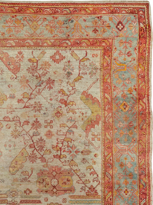 Antique Turkish Oushak Large Square Room Size Carpet, No.33319 - Staging