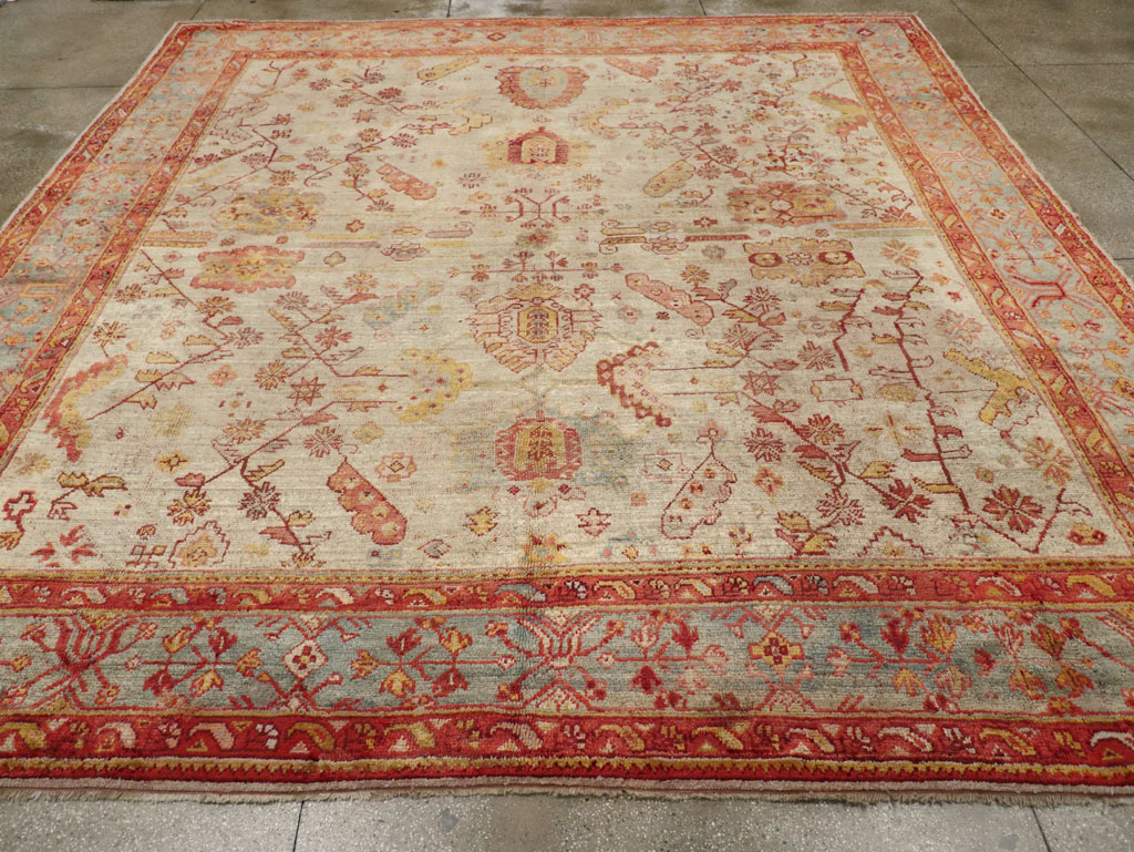 Antique Turkish Oushak Large Square Room Size Carpet, No.33319 - Staging