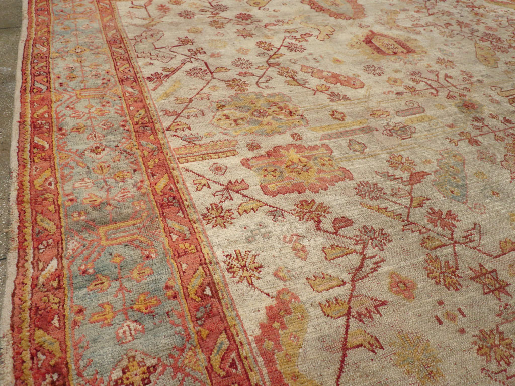 Antique Turkish Oushak Large Square Room Size Carpet, No.33319 - Staging
