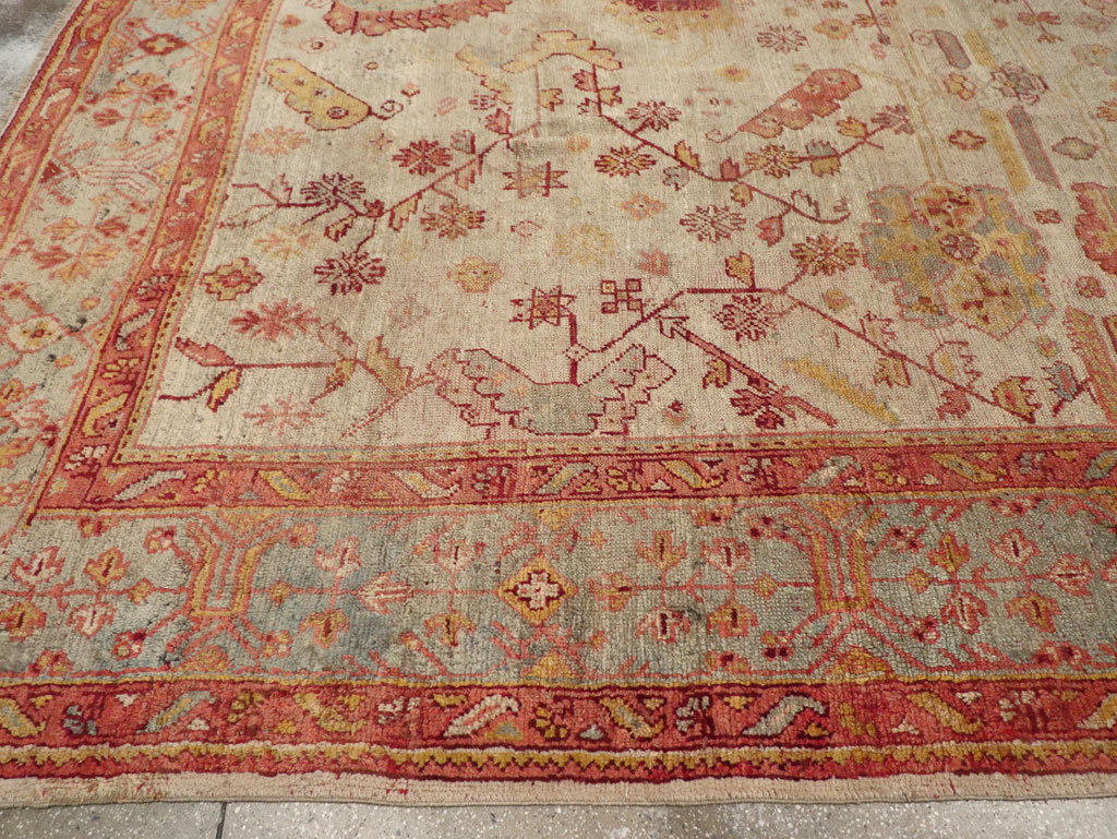 Antique Turkish Oushak Large Square Room Size Carpet, No.33319 - Staging