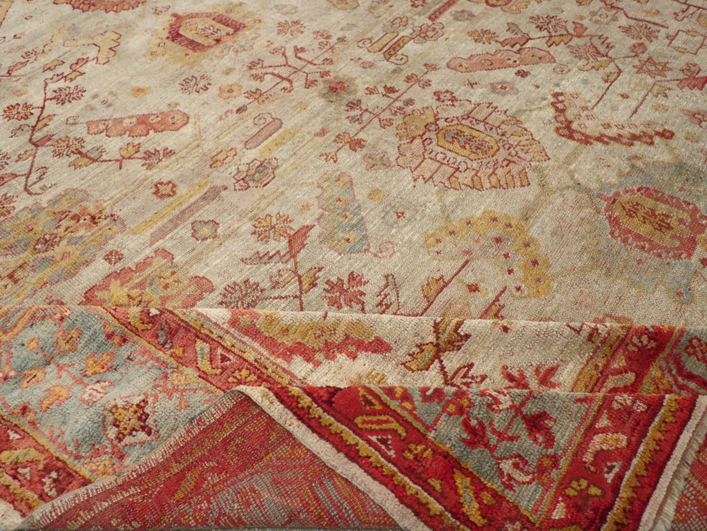 Antique Turkish Oushak Large Square Room Size Carpet, No.33319 - Staging
