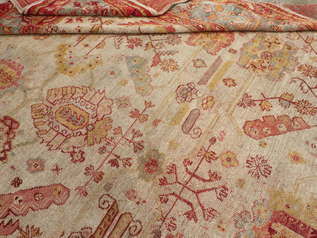 Antique Turkish Oushak Large Square Room Size Carpet, No.33319 - Staging