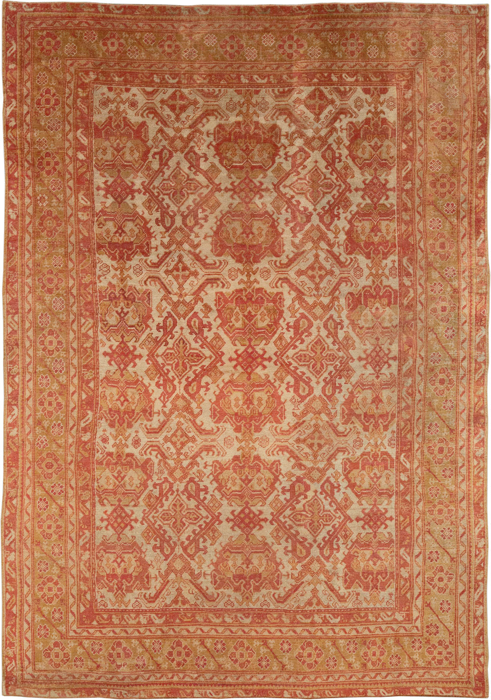 Antique Turkish Oushak Large Carpet, No.33320 - Staging