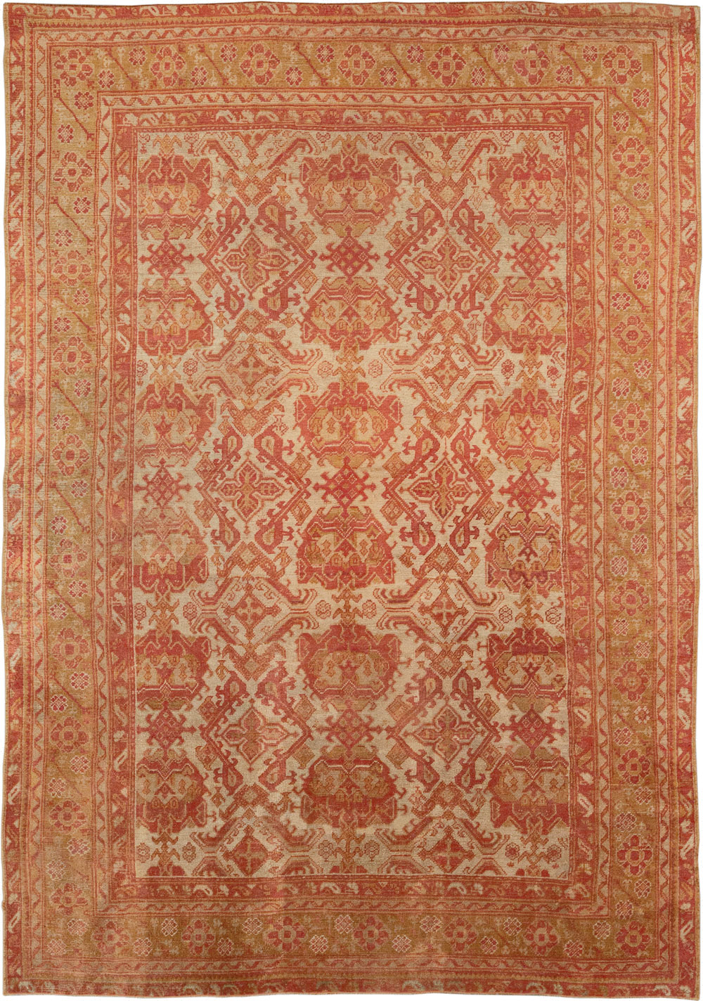 Antique Turkish Oushak Large Carpet, No.33320 - Staging