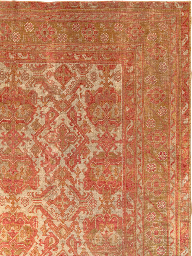 Antique Turkish Oushak Large Carpet, No.33320 - Staging