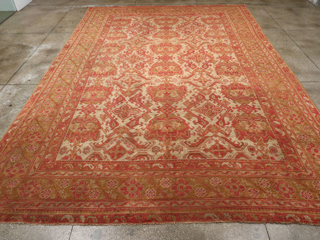 Antique Turkish Oushak Large Carpet, No.33320 - Staging