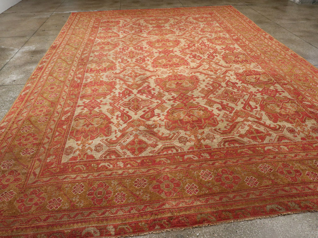 Antique Turkish Oushak Large Carpet, No.33320 - Staging