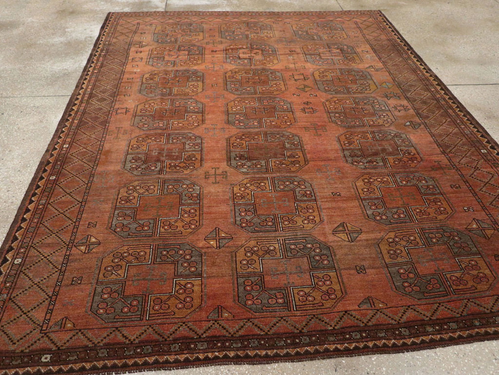 Vintage Central Asian Turkoman Accent Carpet, No.33321 - Staging