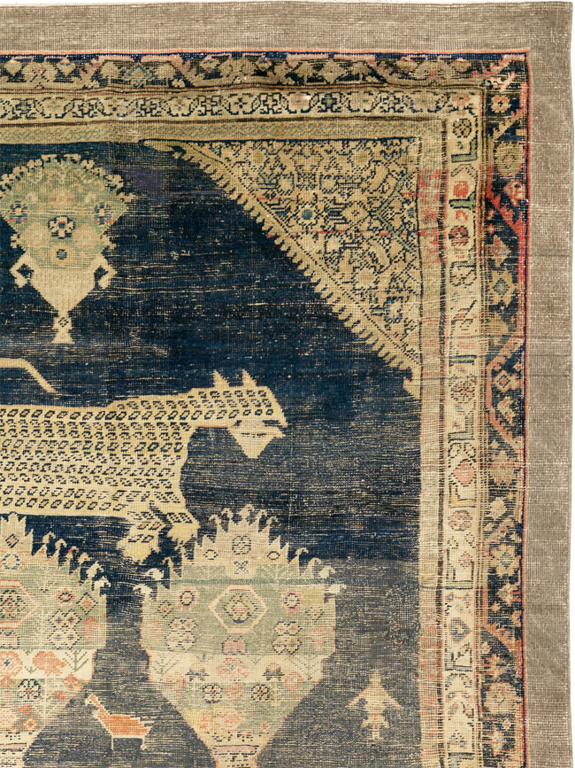 Antique Persian Fereghan Pictorial Room Size Carpet, No.33325 - Staging