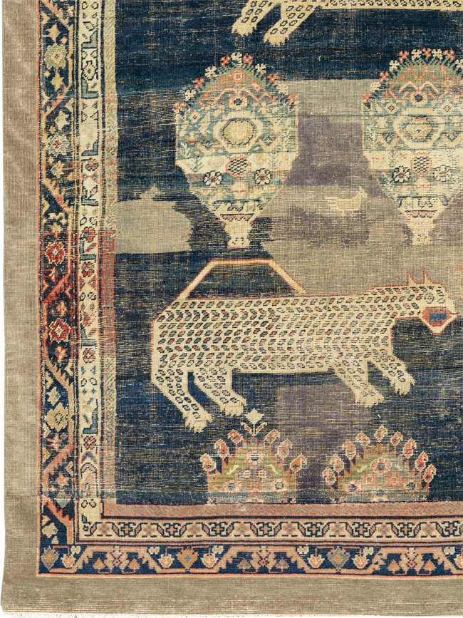 Antique Persian Fereghan Pictorial Room Size Carpet, No.33325 - Staging