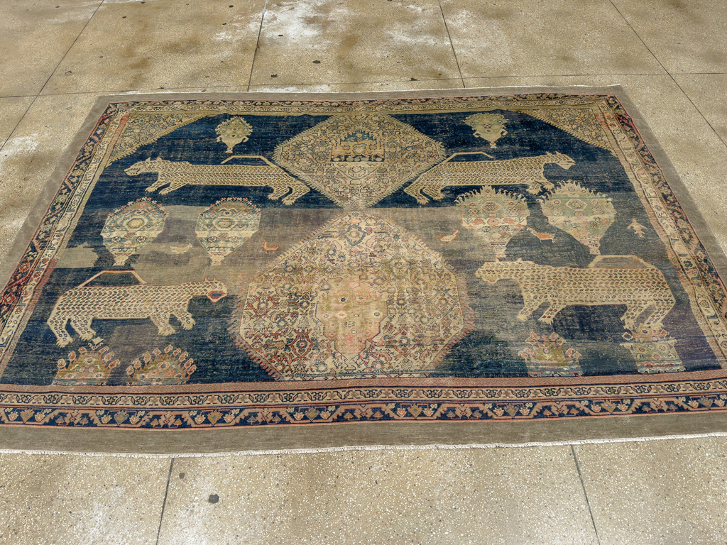 Antique Persian Fereghan Pictorial Room Size Carpet, No.33325 - Staging