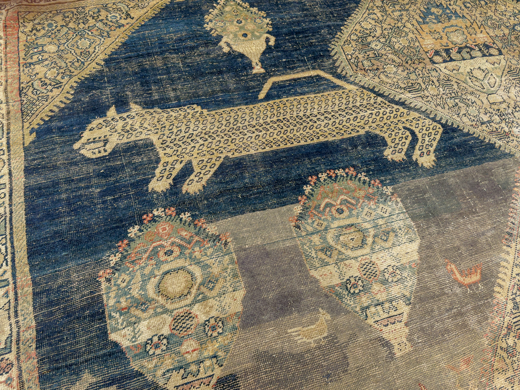 Antique Persian Fereghan Pictorial Room Size Carpet, No.33325 - Staging
