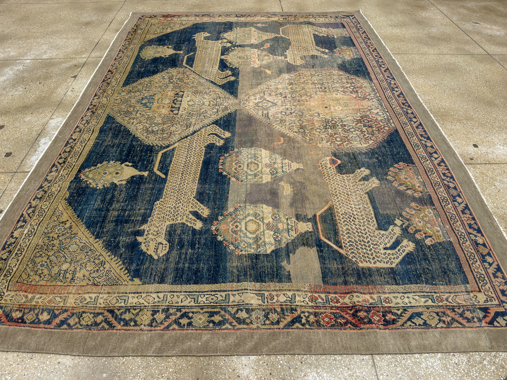 Antique Persian Fereghan Pictorial Room Size Carpet, No.33325 - Staging