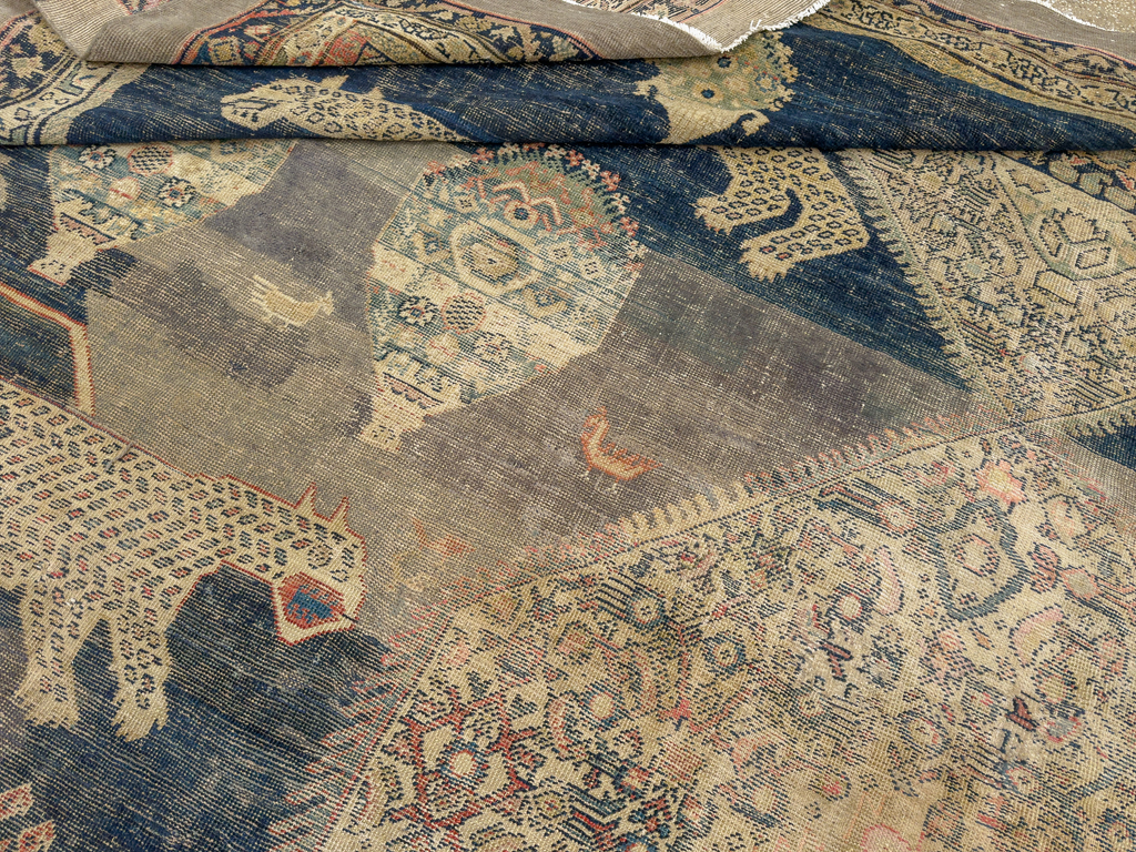 Antique Persian Fereghan Pictorial Room Size Carpet, No.33325 - Staging