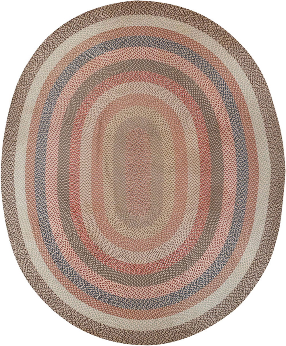 Vintage American Braid Round Rug, No.33327 - Staging