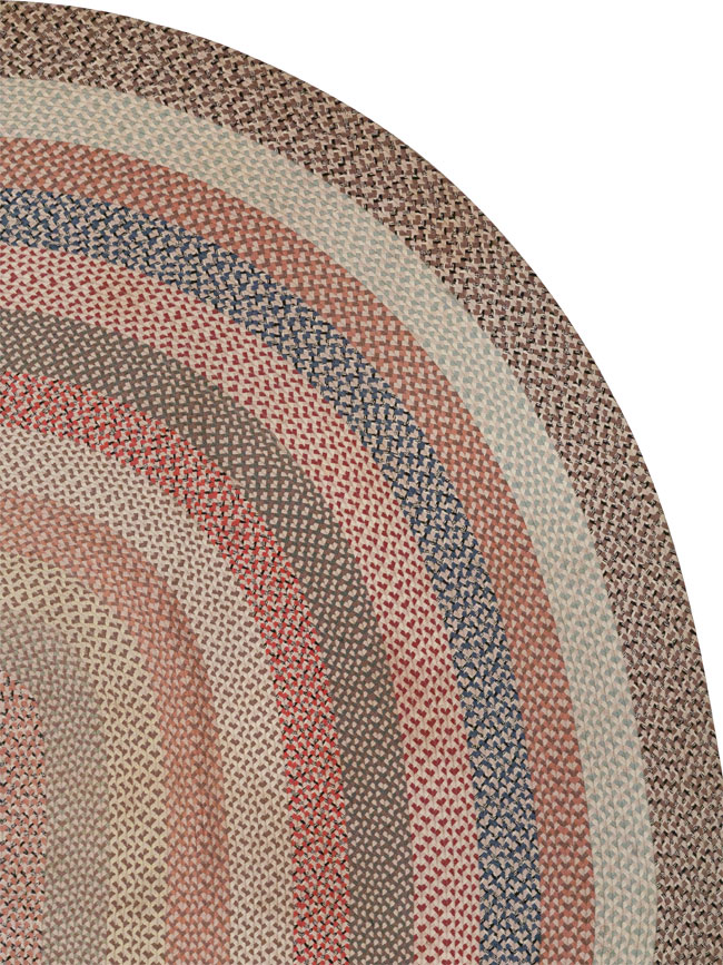 Vintage American Braid Round Rug, No.33327 - Staging
