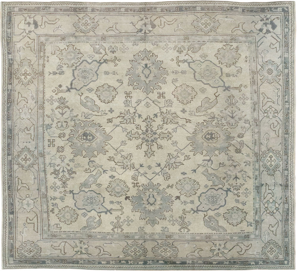 Antique Turkish Oushak Square Room Size Carpet, No.33328 - Staging