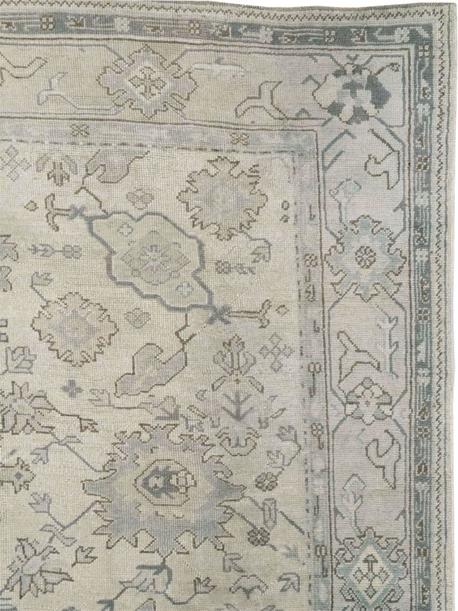 Antique Turkish Oushak Square Room Size Carpet, No.33328 - Staging