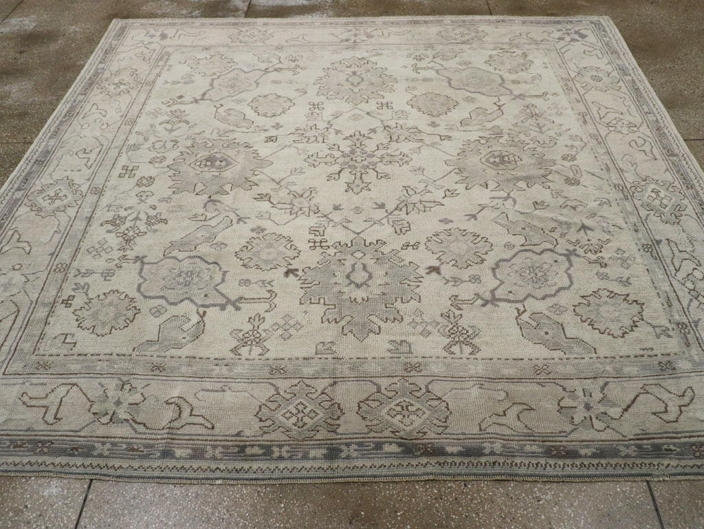 Antique Turkish Oushak Square Room Size Carpet, No.33328 - Staging