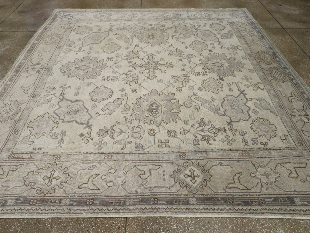 Antique Turkish Oushak Square Room Size Carpet, No.33328 - Staging