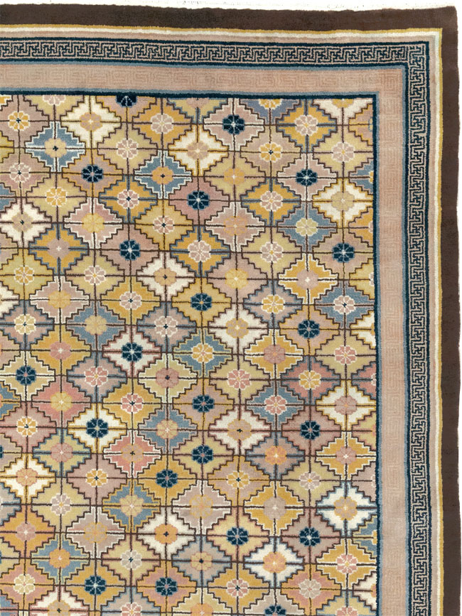 Antique Chinese Ningxia Room Size Carpet, No.33334 - Staging