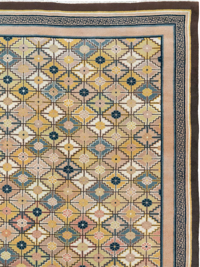 Antique Chinese Ningxia Room Size Carpet, No.33334 - Staging