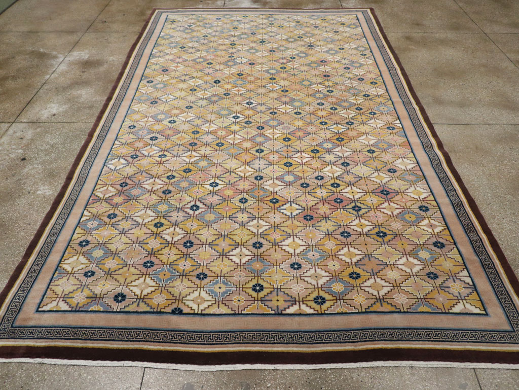 Antique Chinese Ningxia Room Size Carpet, No.33334 - Staging