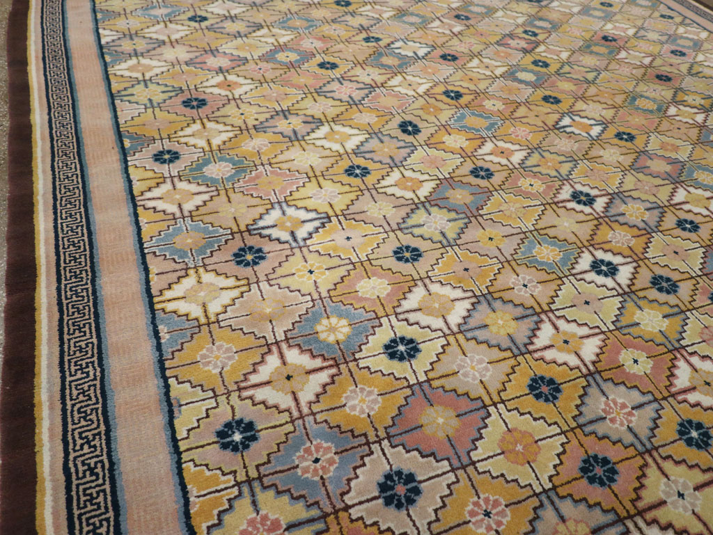 Antique Chinese Ningxia Room Size Carpet, No.33334 - Staging