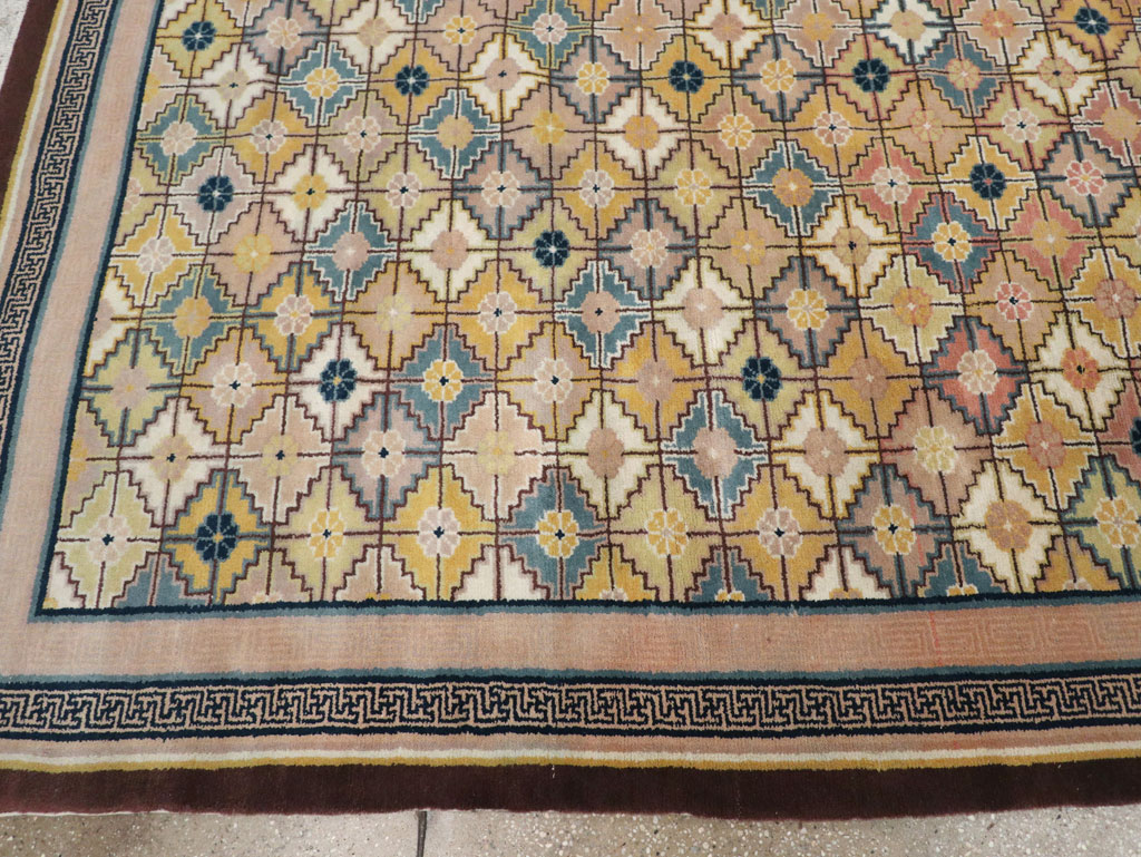 Antique Chinese Ningxia Room Size Carpet, No.33334 - Staging