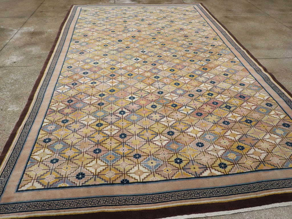 Antique Chinese Ningxia Room Size Carpet, No.33334 - Staging