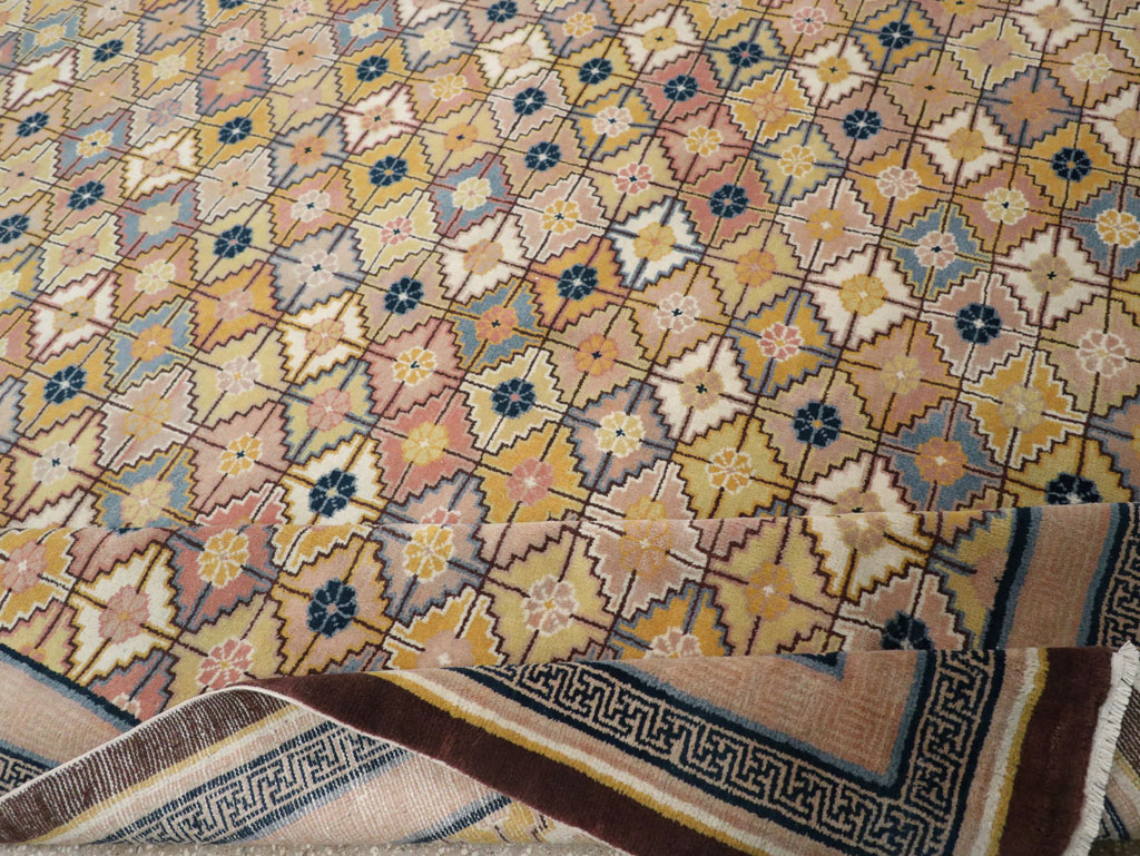 Antique Chinese Ningxia Room Size Carpet, No.33334 - Staging