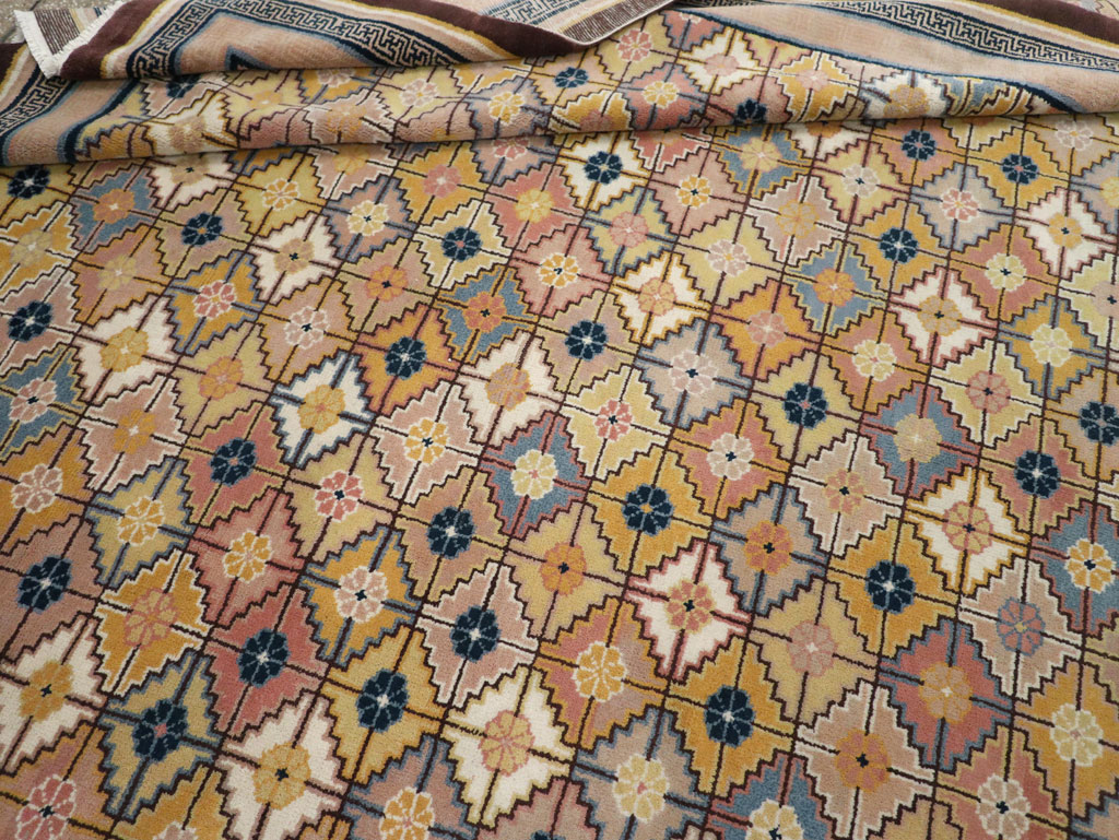 Antique Chinese Ningxia Room Size Carpet, No.33334 - Staging