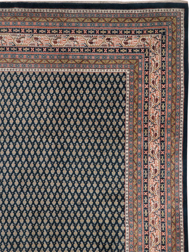 Vintage Persian Mir Square Room Size Carpet, No.33345 - Staging