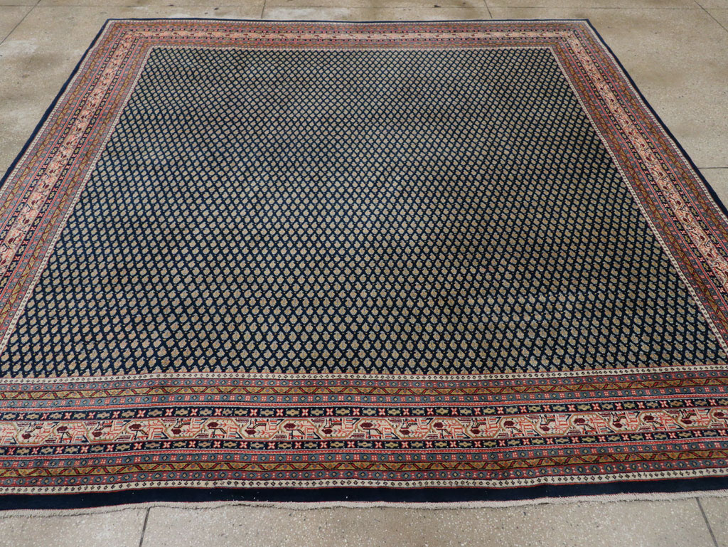 Vintage Persian Mir Square Room Size Carpet, No.33345 - Staging