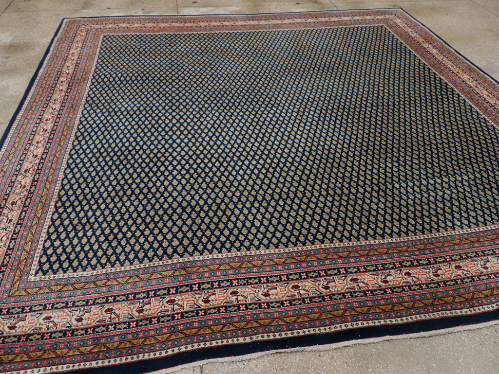 Vintage Persian Mir Square Room Size Carpet, No.33345 - Staging