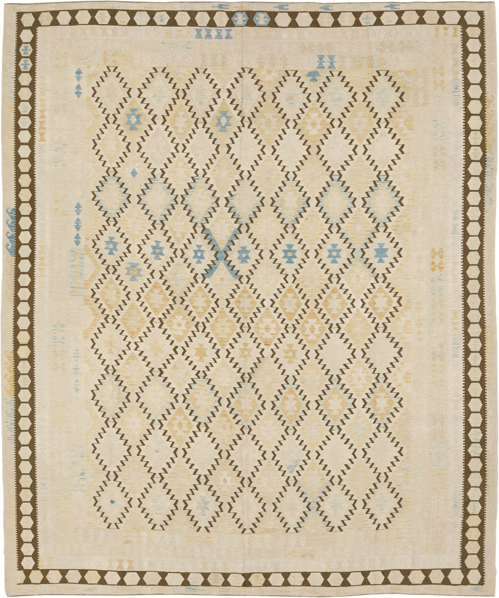 Vintage Turkish Flatweave Kilim Large Carpet, No.33347 - Staging