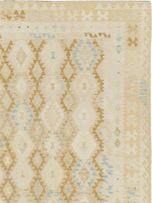 Vintage Turkish Flatweave Kilim Large Room Size Carpet, No.33348 - Staging