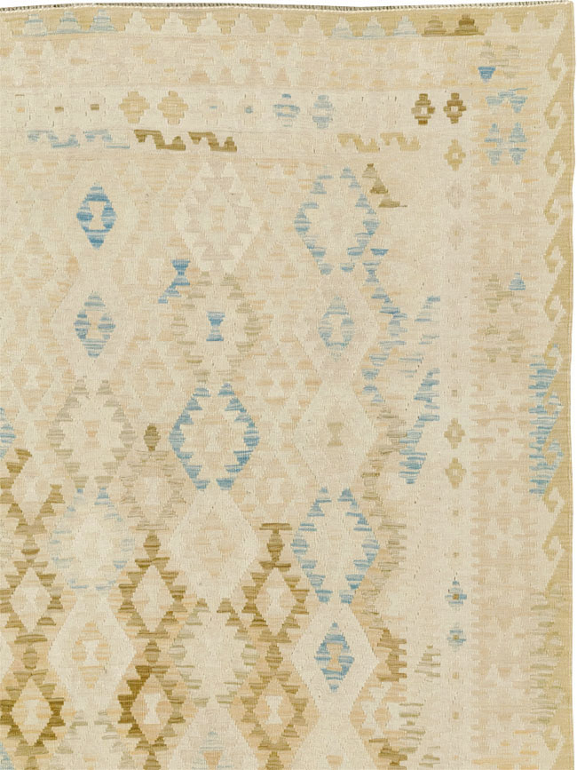 Vintage Turkish Flatweave Kilim Large Room Size Carpet, No.33348 - Staging