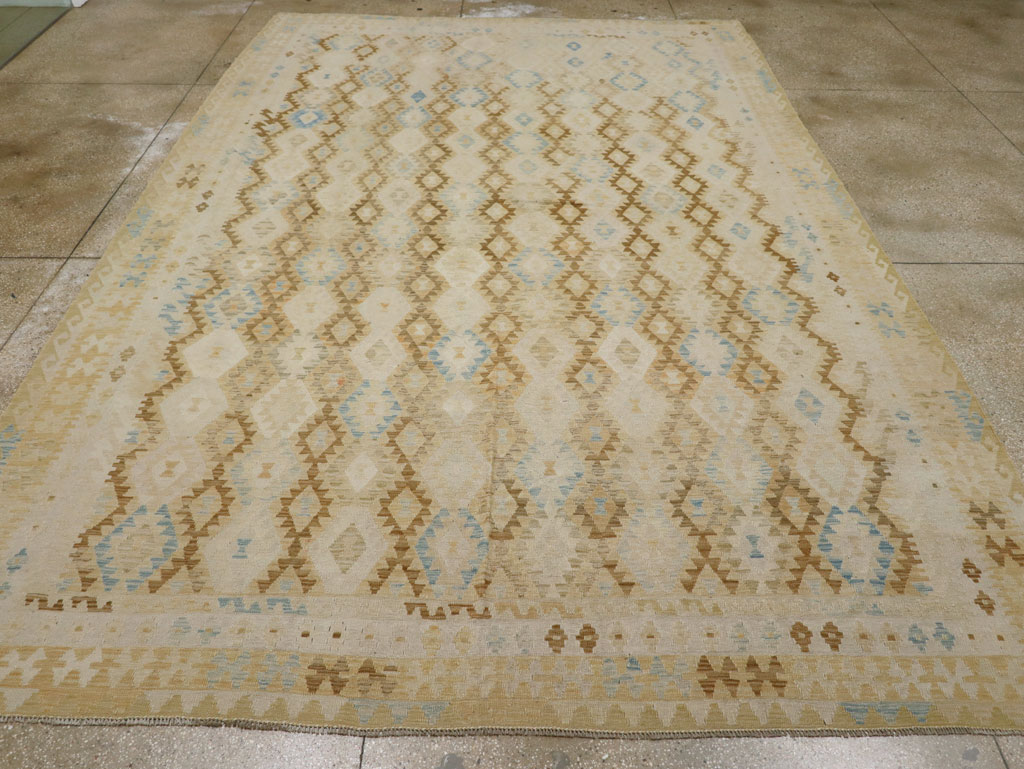 Vintage Turkish Flatweave Kilim Large Room Size Carpet, No.33348 - Staging