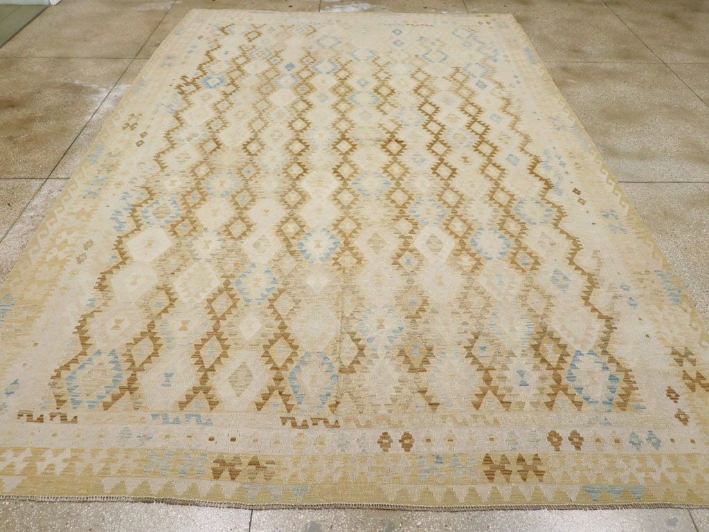 Vintage Turkish Flatweave Kilim Large Room Size Carpet, No.33348 - Staging