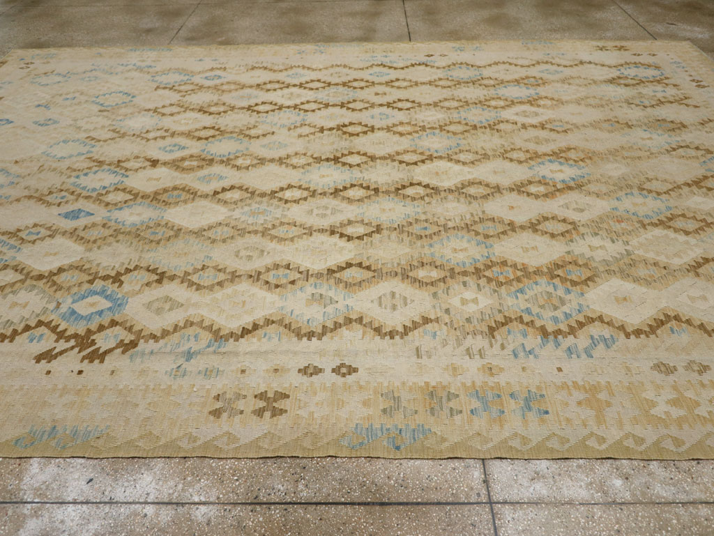 Vintage Turkish Flatweave Kilim Large Room Size Carpet, No.33348 - Staging