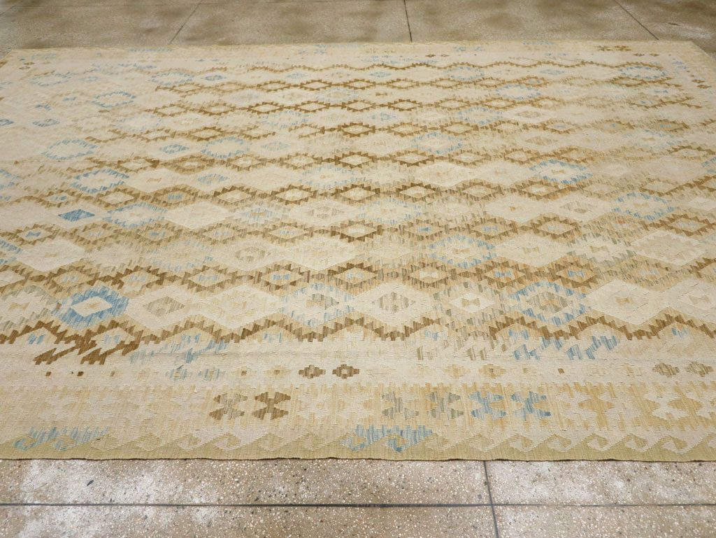 Vintage Turkish Flatweave Kilim Large Room Size Carpet, No.33348 - Staging