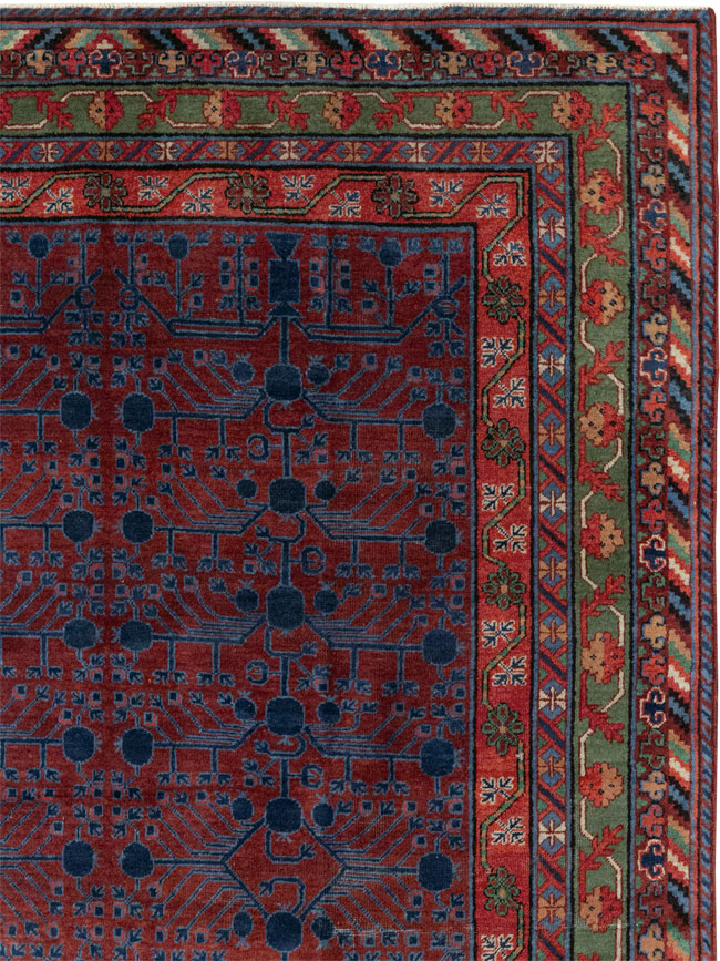 Antique East Turkestan Khotan Accent Rug, No.33356 - Staging