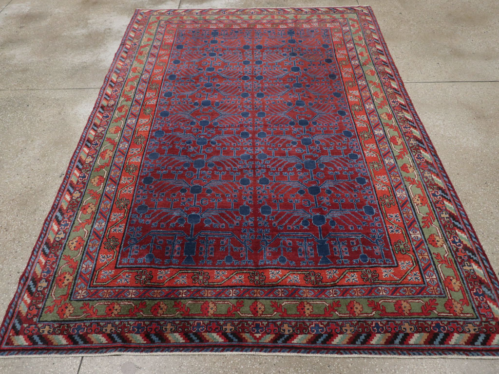 Antique East Turkestan Khotan Accent Rug, No.33356 - Staging